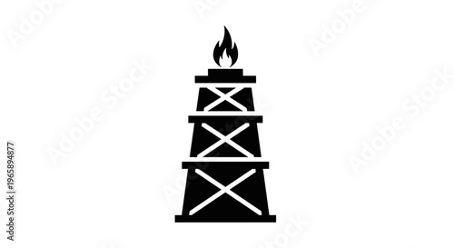 Oil Flare Tower Glyph Icon Isolated on Light Background