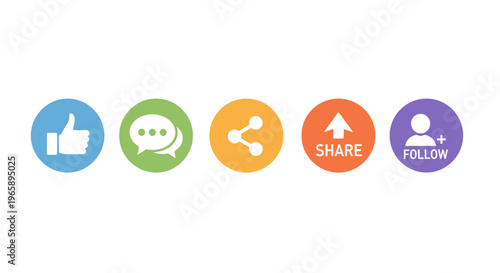 Social media icons on white background.