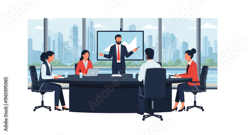 Businessman presenting to colleagues in office.