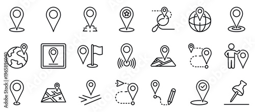Map Pin icon collection set outline