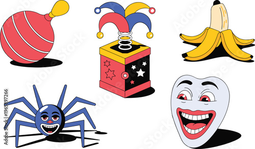 set of funny cartoon monsters