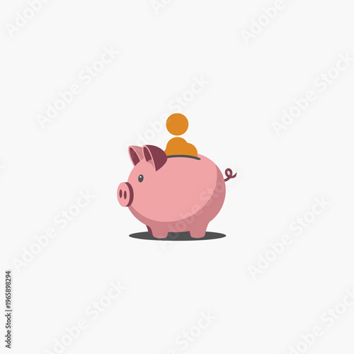 piggy bank with a coin