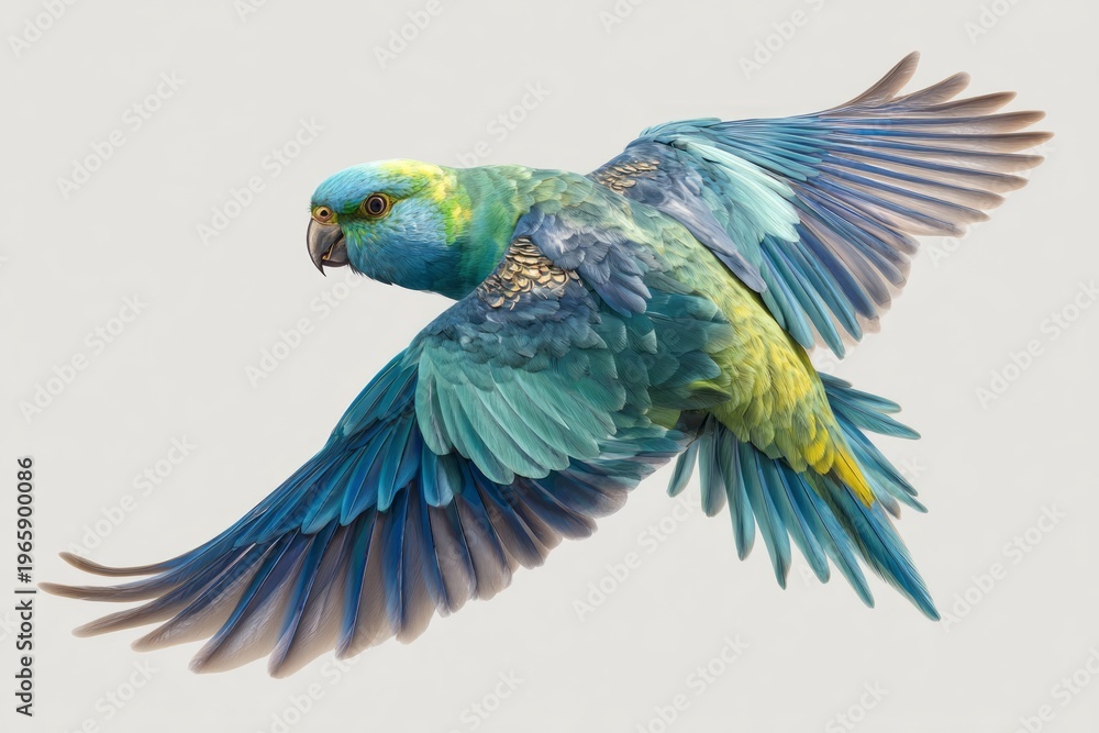 Fototapeta premium Turquoise Parrot bird on white background