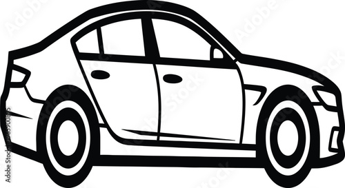 Black and white illustration of a four door sedan