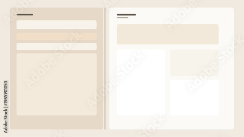 Sidebar layout with navigation and content panels, split notebook inspired styling, and refined modern interface background for web