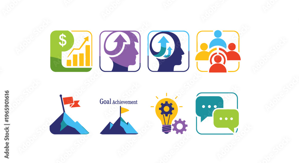 Fototapeta premium Set of colorful business and finance icons for conceptual design
