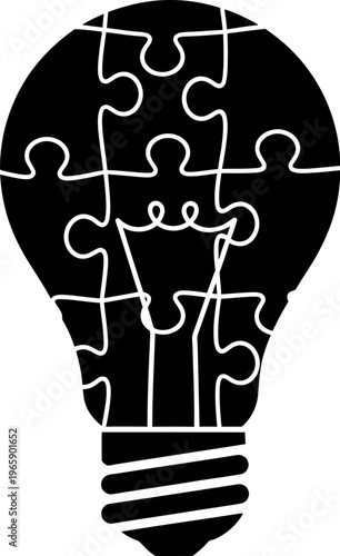 Jigsaw puzzle light bulb concept for problem solving and innovation ideas