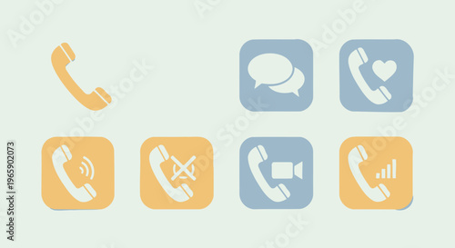 Set of communication icons representing various phone and messaging actions