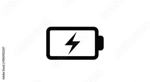 Free Download Simple black and white illustration of a battery with a lightning bolt symbol - GFXLoad