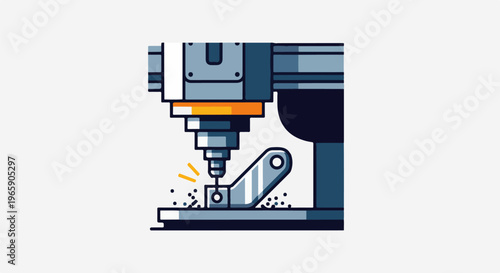 Close-up of a milling machine working on a metal part