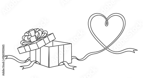 flat vector Heart gift box isolated on White Background vector background, vector illustration