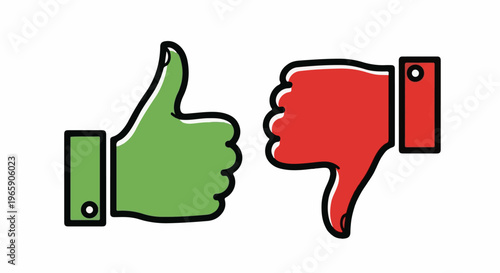 Green thumbs up and red thumbs down symbols displayed side-by-side