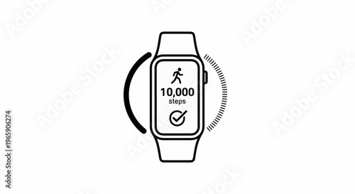 Modern wearable device displays step count, achievement checkmark, and progress indicators