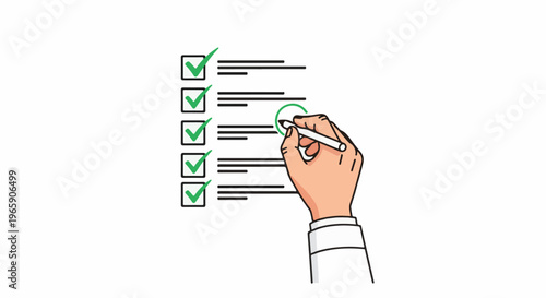 Hand marks off items on a checklist with a pen