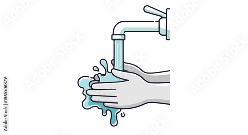 Hands being washed under a faucet with splashing water