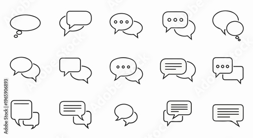 Collection of communication and conversation speech bubble icons