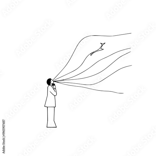 Man taking photo of airplane with multiple exposure lines person plane photography