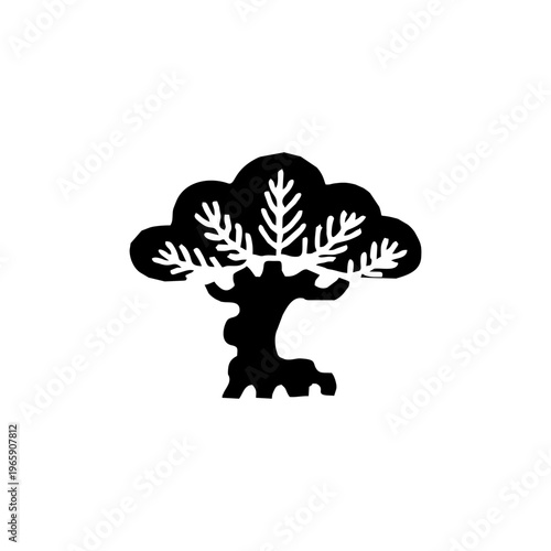 A banyan tree design symbolizes strength, longevity, and deep roots. Its wide canopy and intricate root system create a powerful visual of growth and connection. Ideal for logos, illustrations, and br