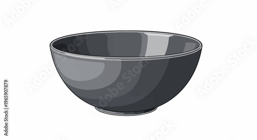 Smooth, dark grey, slightly reflective bowl with a subtle rim on a white background
