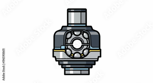 Stylized illustration of a mechanical bearing with ball elements
