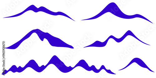 blue mountain silhouette isolated on white background, vector