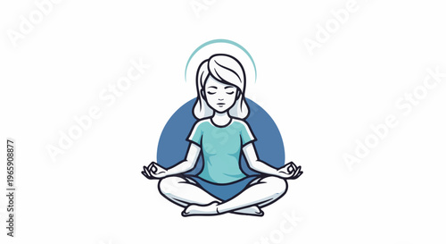 Stylized illustration of a serene person meditating in a lotus pose