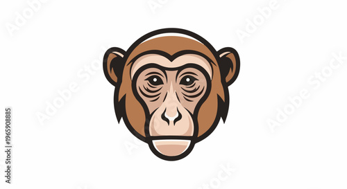 Stylized monkey face, brown fur, expressive eyes, and simple features