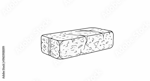 Rough textured rectangular block with cracked surface in outline