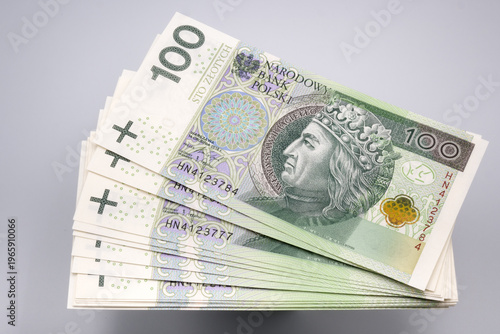 Polish currency, the złoty. The faces of Polish kings on banknotes.