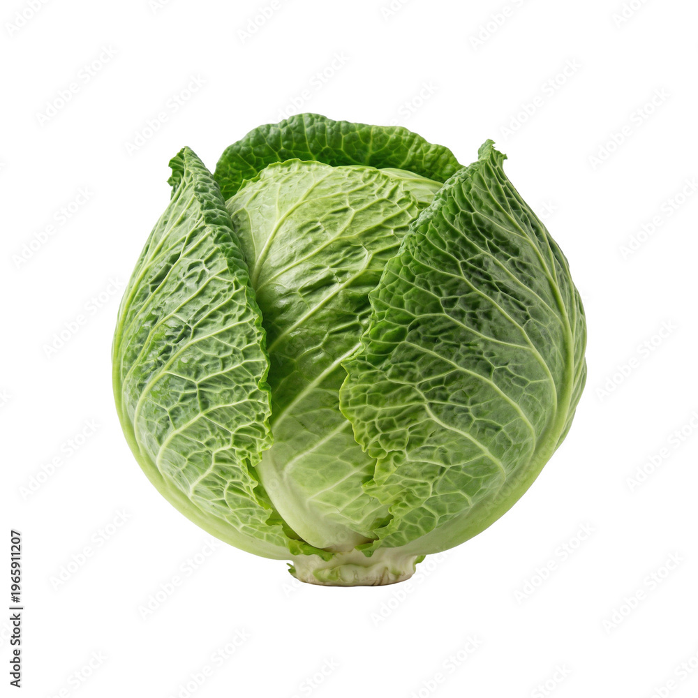 Fototapeta premium Fresh Savoy Cabbage isolated on transparent background