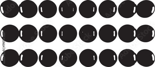 Black beads, shiny circles, bead set, vector beads