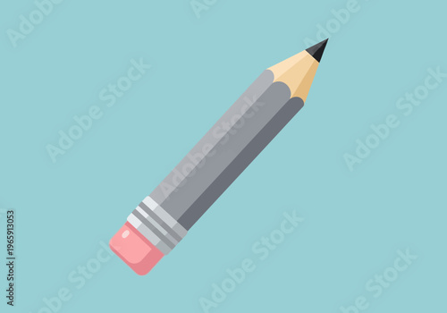 A colorful illustration of a pencil with a pink eraser