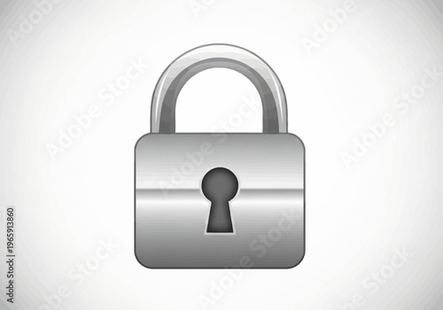 A silver padlock with a keyhole on a white background