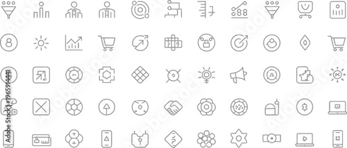 40 Line Icons, Web and Mobile Interface Symbols, Minimalist Design Elements, Vector Graphics