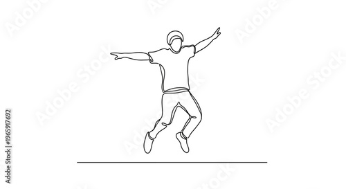 Joyful Man Jumping Mid-Air, Expressing Freedom and Celebration