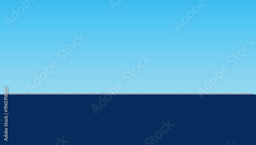Minimal ocean horizon background vector illustration design element for calm sea water surface gradient and abstract marine concept