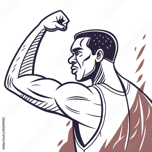 Muscle arm strong biceps. Flexed muscular bodybuilder male hand with big biceps. Powerful energetic strength, fitness, masculinity. vector icons