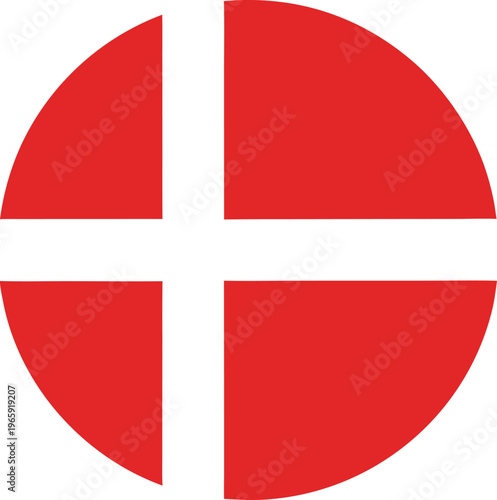 denmark national flag circular badge icon flat design