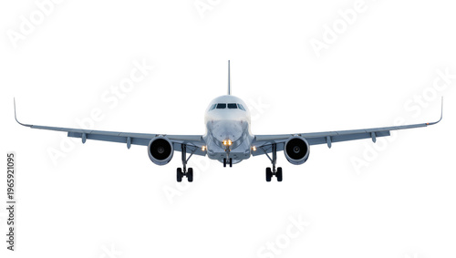 Принти на полотні Silver jet with gear down, isolated on transparent background for transport