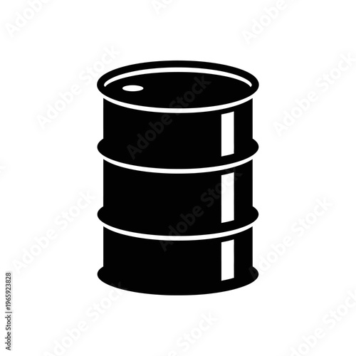 Oil Barrel Icon: A simple yet impactful black and white illustration of an oil barrel, symbolizing energy, industry, and resources.