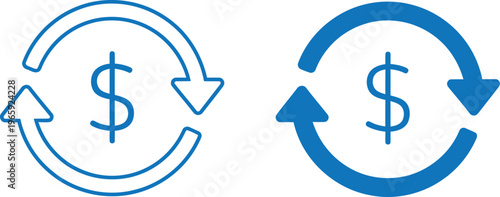 Money exchange cycle and currency rotation icons