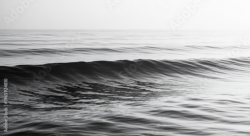 Monochromatic Ocean Wave with Gentle Ripples and Foggy Horizon.