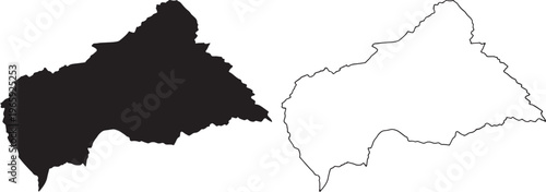 Map of Burkina Faso in black and white outline isolated