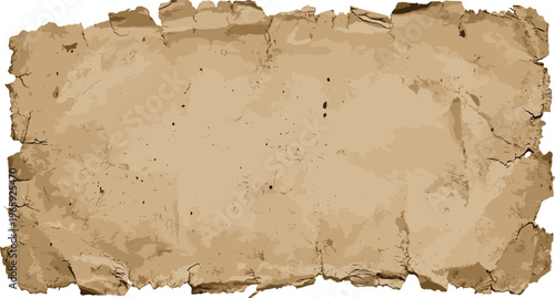 Aged, distressed, torn paper with a rough texture, perfect for vintage designs and retro themes, offering a rustic and authentic feel