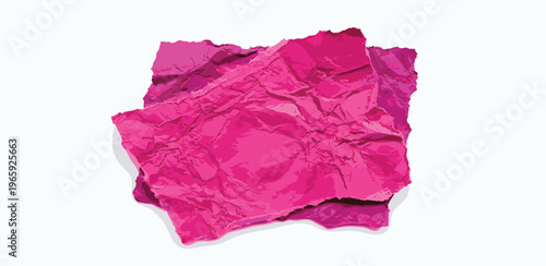 Vibrant Pink Crumpled Paper Texture with Torn Edges - A Close-Up Macro View of Abstract Grunge Material