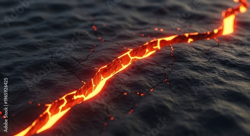 Molten Lava Flowing into Dark Ocean Water Creating a Fiery Spectacle.