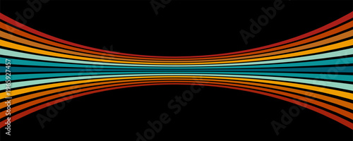 Abstract background of rainbow groovy Wavy Line design in 1970s Hippie Retro style.vector Eps10.