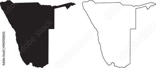 Namibia country map in black and white outline illustration