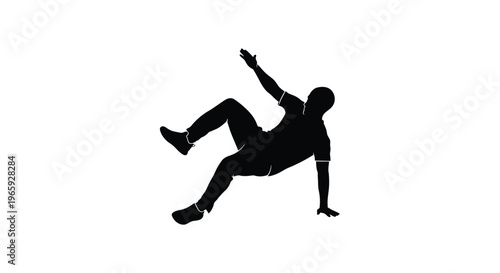 Silhouette of a man dancing breakdance, performing a freeze move, dynamic pose, urban street dance style, athletic male figure in motion