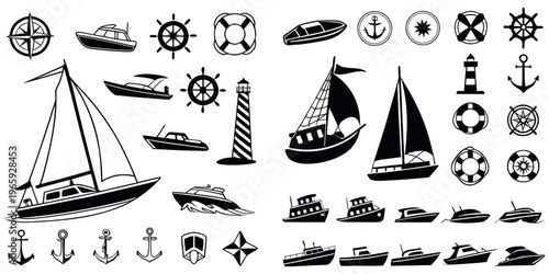 Boat Vector Icon Set – Water Transport Bundle, Marine & Nautical Icons Collection